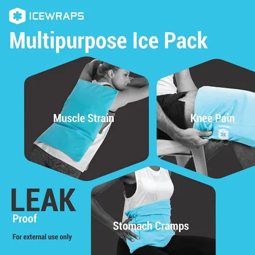 Vista 8 de ICEWRAPS Paquete de hielo para cuello y hombros con cubierta y paquete grande de terapia de frío de 12 x 21 pulgadas con cubierta, paquete