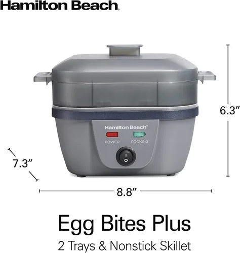 Vista 9 de Hamilton Beach Olla eléctrica 6 en 1 para huevos duros, máquina para picaduras de huevos estilo Sous Vide y cazador escalfador, sartén antiadherente
