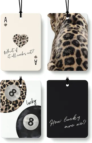 Vista 11 de Ambientador de coche de 8 bolas con estampado de leopardo de moda, 6 unidades, retro coqueta, guepardo, póquer, ambientador colgante para bar