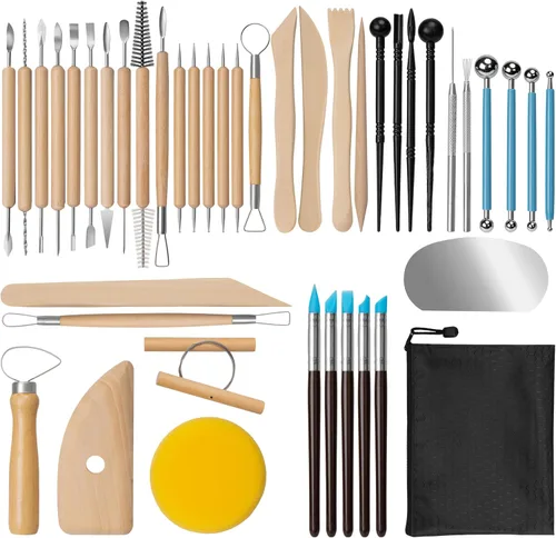 Vista 19 de Kit de herramientas de arcilla Amrules, 27 piezas de herramientas de cerámica, práctico kit de herramientas de escultura de arcilla polimérica, set