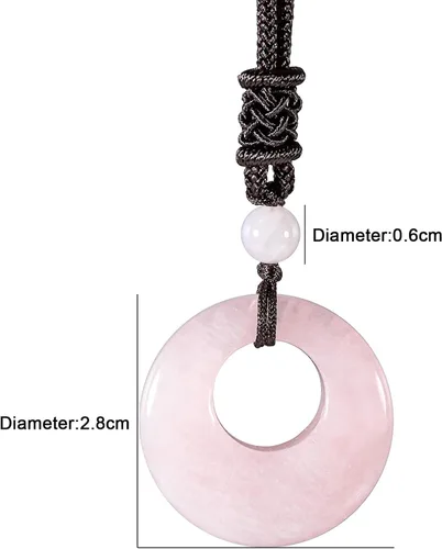 Vista 2 de SUNYIK 4 collares con colgante de cristal de la suerte para mujeres y hombres, piedra pulida, joyería de amuleto de cristal redondo para unisex