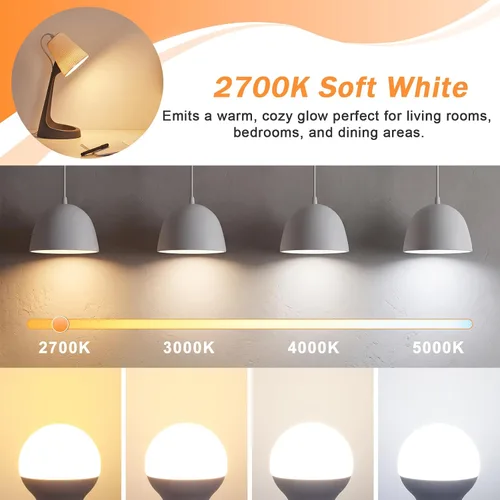 Vista 4 de Brightever Bombillas LED A15 E12 de 6 W regulables, equivalente a 60 W 2700K blanco cálido