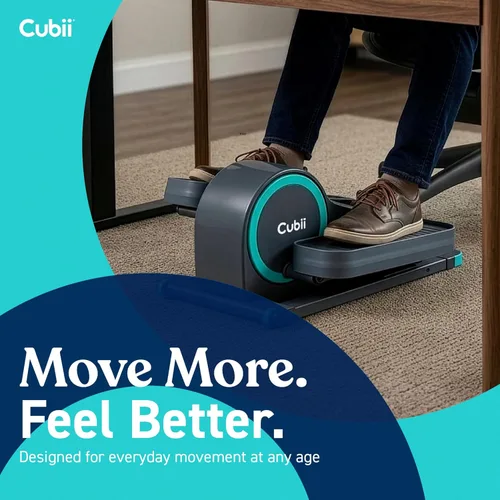 Vista 9 de Cubii GO - Ejercitador de Pedales Elípticos para Debajo del Escritorio, con Pantalla LCD de Rastreador de Fitness, Resistencia Ajustable, Fitness