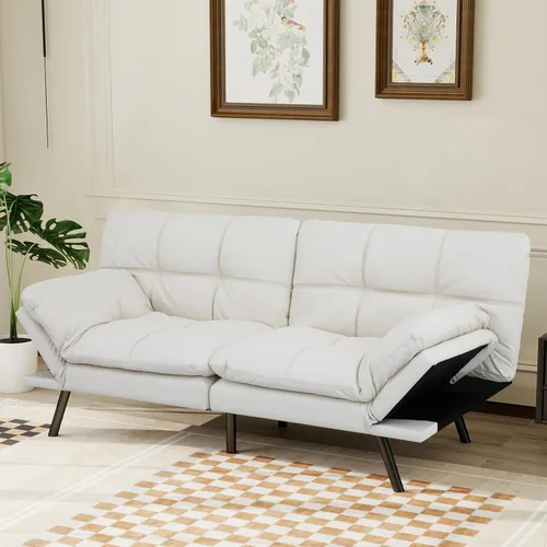 Vista 10 de Sofá cama de futón convertible, sofá futón de espuma viscoelástica, sofá cama tipo futón, sofá cama pequeño moderno con respaldo dividido para sala