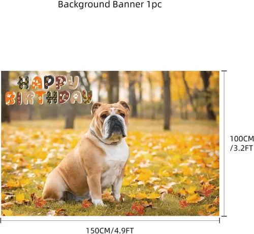 Vista 3 de Decoraciones de fiesta de bulldog francés, recuerdos de fiesta, incluye fondo de 3.2 x 4.9 pies, lindo cartel temático de bulldog inglés francés