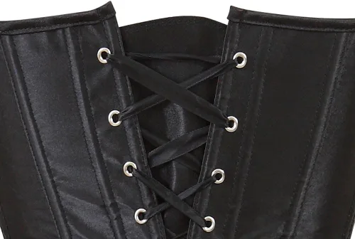 Vista 5 de Zhitunemi - Conjunto de lencería sensual para mujer, corsé de satén negro moldeador de cintura