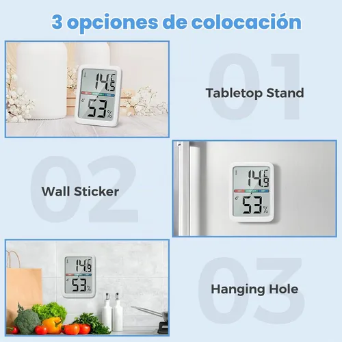 Vista 6 de Termómetro digital higrómetro Thlevel, termómetro de habitación con pantalla LCD grande, termómetro de pared de humedad interior con alta precisión