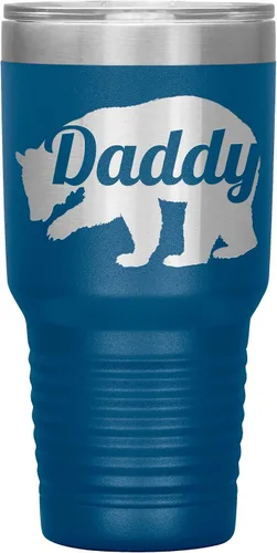 Vista 6 de Daddy Bear - Vaso de acero inoxidable grabado con aislamiento de 30 onzas, color negro