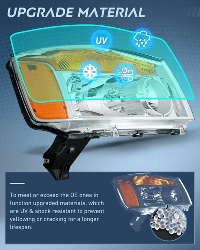 Vista 12 de Nilight Conjunto de faros delanteros compatible con Nissan Titan 2004, 2005