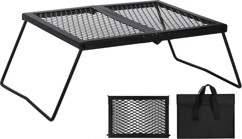 Vista 11 de REDCAMP Parrilla Plegable de Camping 2 en 1, Parrilla Plegable de Mesa para Cocina al Aire Libre con Fuego Descubierto para Acampar, Parrilla