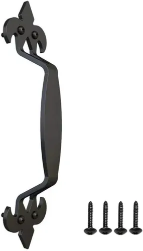 Vista 14 de Tirador Clásico de Puerta – Tirador de Acero Resistente para Portones, Puertas de Granero, Cercas Exteriores, Negro, 7 Pulgadas