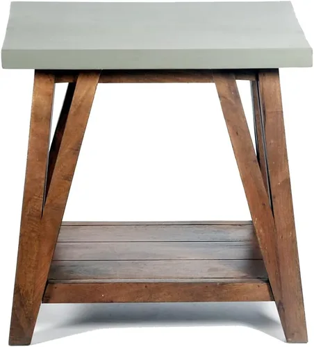 Vista 4 de Alaterre Furniture Mesa auxiliar Brookside de madera con revestimiento de cemento de 22" W