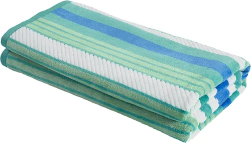 Vista 15 de Superior Toalla de playa de gran tamaño con textura de rayas, 100% algodón, suave, afelpada y altamente absorbente (juego de 2)