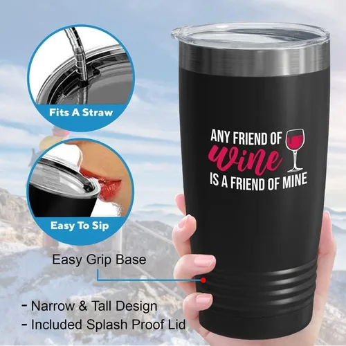 Vista 4 de Vaso vikingo edición negra para amantes del vino, 20 onzas, cualquier amigo del vino es un amigo del vino, cerveza casera y vino barman amantes