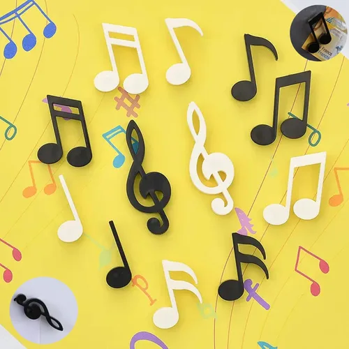 Vista 4 de Juego de 12 imanes de notas musicales creativas para refrigerador, para pizarra blanca, pizarra de borrado en seco, decoración para refrigerador