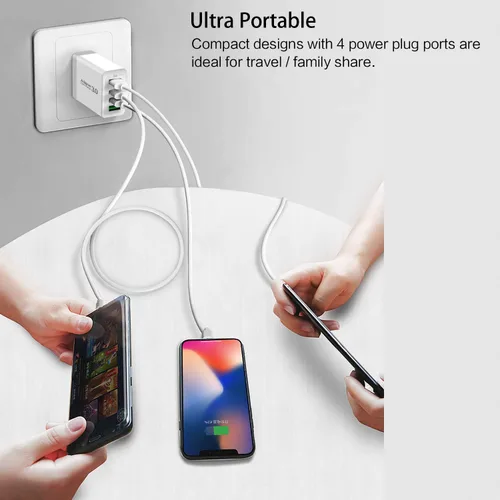 Vista 6 de iSeekerKit Paquete de 3 adaptadores de cargador de pared USB 3.0 de 4 puertos, bloque de carga rápida, compatible con Samsung Galaxy S10 S9 S8/Note