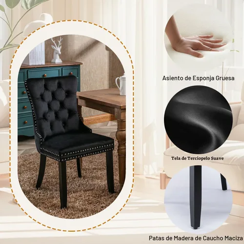Vista 6 de Juego de mesa de comedor SSLine moderno de 3 piezas con mesa redonda de vidrio para 2, lujosa mesa de comedor circular de 36" con tapa de vidrio