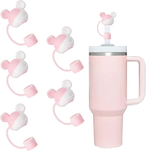 Vista 34 de Juego de 4 fundas de popote con diseño de estrella compatibles con vasos Stanley de 30 y 40 onzas, reutilizables, bonitas puntas de popote