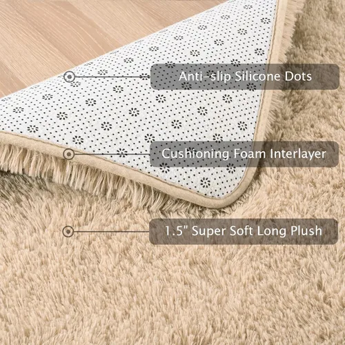 Vista 167 de Softlife Alfombra naranja para dormitorio, alfombra de felpa esponjosa para sala de estar para niñas, alfombra lanuda para niños, alfombra suave
