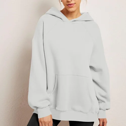 Vista 2 de Women Raglan Sleeve Hoodies Oversized Pullover Tops Basic Athletic Fit Hooded Sweatshirts Trendy Y2K Hoodie Shirts
