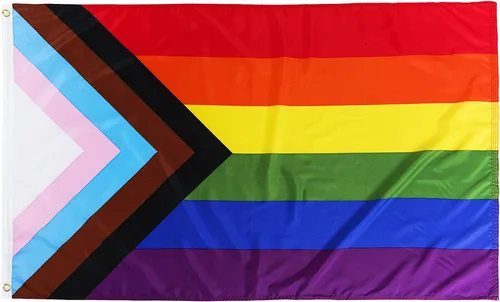 Vista 10 de TOPFLAGS Bandera del orgullo para exteriores, banderas de orgullo de progreso para exteriores, 10 x 15 pulgadas, grande, gay, bisexual, LGBTQ + arco