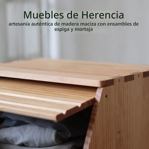 Vista 3 de Cofre de Almacenamiento Apilable de Madera Maciza, Gabinete de Entrada del Vestíbulo, Contenedores con Tapas, Caja Modular de Madera Multiusos