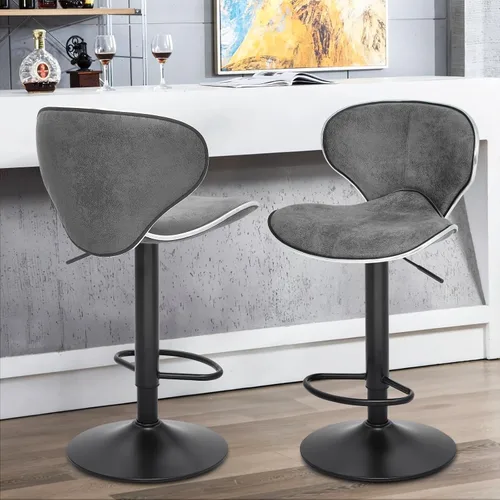 Vista 13 de Magshion Juego de 2 modernos taburetes de bar tapizados de terciopelo, taburetes de bar giratorios de altura ajustable para mostrador de cocina