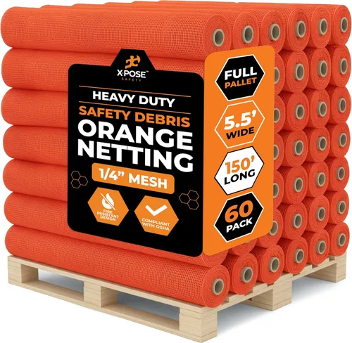 Vista 59 de Xpose Safety Red de seguridad para construcción de Xpose Safety - Rollo de material temporal de 150 pies, malla de 1/4" para cerca de andamio