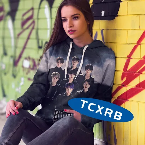 Vista 5 de Kpop - Sudadera con capucha 3D, ligera, con cordón, con bolsillo grande, unisex