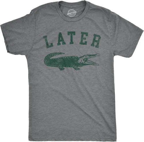 Vista 11 de Playera de Hombres "Later Alligator" Graciosa, con Broma de Cocodrilo, para Chicos Verde jaspeado - cocodrilo
