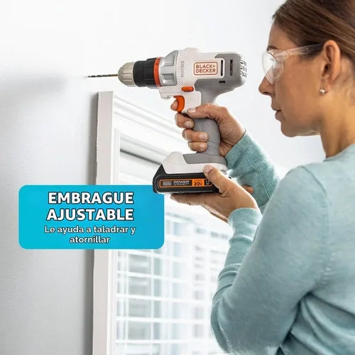 Vista 4 de BLACK+DECKER Kit de taladro/destornillador inalámbrico 20V MAX Matrix, blanco (BDCDMT120WC1FF)