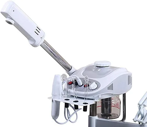 Vista 4 de Funnylife Vaporizador facial de aromaterapia 3 en 1, lámpara LED de aumento 5X, máquina de alta frecuencia,Equipo de belleza de spa de salón