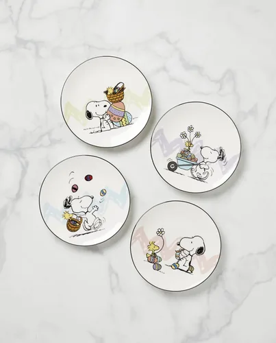 Vista 2 de Lenox 895684 Peanuts Easter Snoopy - Juego de platos decorativos de 4 piezas, vajilla de primavera