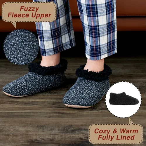 Vista 3 de Juego de 2 pares de calcetines para hombre con forro de sherpa esponjoso, juego de calcetines de agarre cálido de punto trenzado para invierno