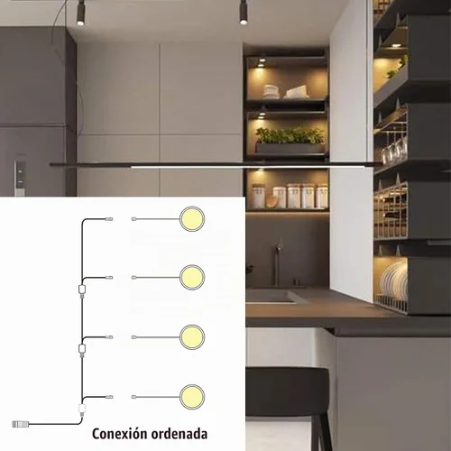 Vista 5 de WOBANE Luces LED de disco, kit de iluminación con cable para debajo del gabinete con control remoto, iluminación de mostrador regulable para cocina
