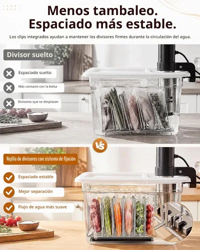 Vista 3 de EVERIE Sous Vide - Contenedor compatible con ANOVA Nano, Contenedor con tapa y estante