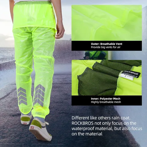 Vista 3 de ROCKBROS Chaqueta de lluvia de ciclismo para hombre, pantalones de ciclismo 100% impermeable, traje de ciclismo transpirable, pantalones para lluvia