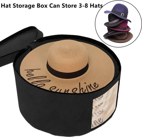 Vista 4 de Color You Caja para sombreros, caja de almacenamiento de sombreros de 17 pulgadas de diámetro, cajas para sombreros para mujeres y hombres, estuche