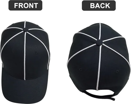 Vista 2 de TOPTIE Referee Hat Black with White Stripe, Adjustable Cotton Cap
