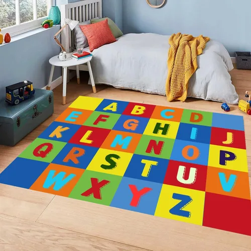 Vista 5 de Alfombra de aprendizaje para niños, alfombra ABC de 2 x 3 pies para niños, alfombra de aprendizaje de números del alfabeto, alfombra de juego