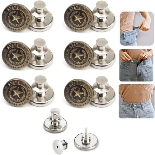 Vista 8 de 6 botones instantáneos de ajuste perfecto, ajuste instantáneo, botones de repuesto de jeans, botón extraíble para jeans sueltos, botones sin coser