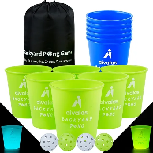 Vista 9 de Yard Pong Outdoor Games, Giant Yard Games Set with 12 Buckets and Balls for Adults and Family, Toss Game Throwing Games for Beach, Camping, Lawn and