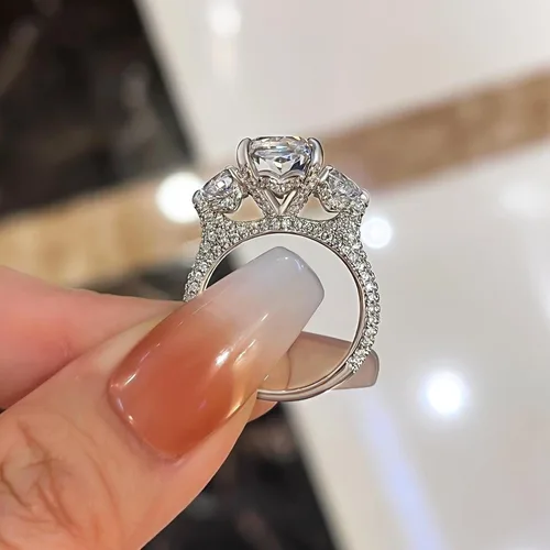 Vista 5 de Anillo de promesa de corte radiante para mujer, anillos de compromiso para ella, anillo de plata chapada en oro blanco de 18 quilates
