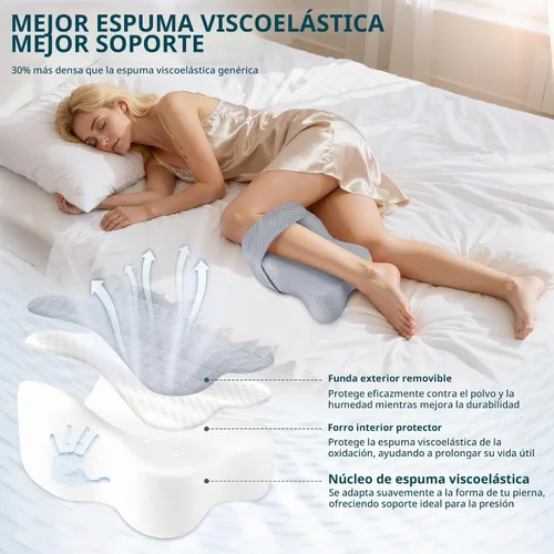 Vista 6 de Almohada de rodilla para dormir de lado con alivio del dolor de cadera, almohada de pierna para dormir de lado con correa ajustable, alivio