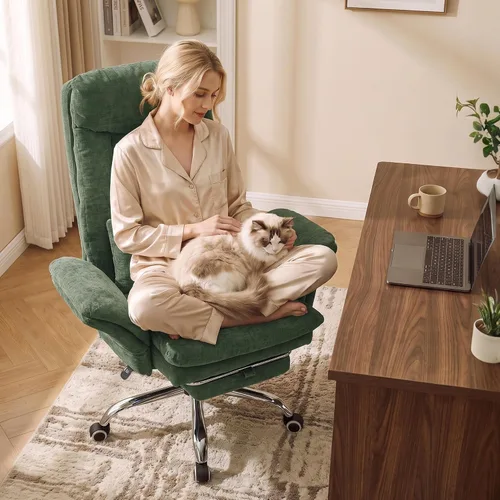 Vista 16 de Silla de oficina entrecruzada, reposabrazos abatibles para mascotas y patas Rosa