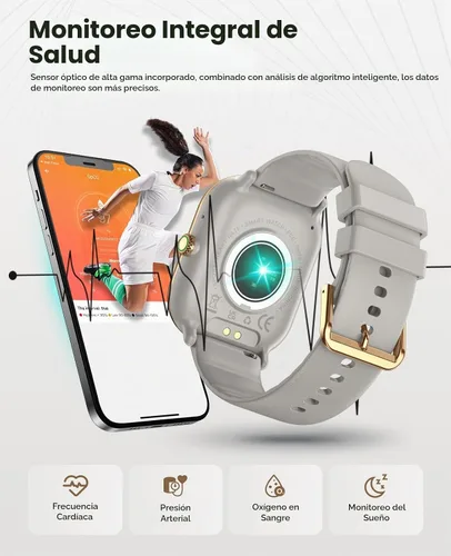 Vista 5 de Reloj inteligente (respuesta/hacer llamada), relojes inteligentes AMOLED de 1.96 pulgadas para mujer con más de 100 modos deportivos, rastreador