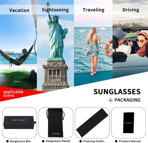 Vista 6 de JIM HALO Gafas de sol retro cuadradas estilo aviador con lente de cristal de alta calidad, gafas planas de metal para hombres y mujeres