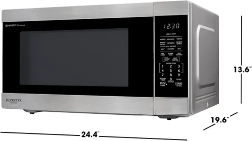 Vista 9 de SHARP Horno microondas para encimera con plato giratorio extraíble de 16.5 pulgadas, 1200 vatios, 2.2 pies cúbicos, acero inoxidable Acero