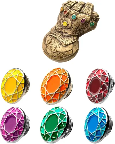 Vista 2 de Juego de pines de solapa oficiales de Avengers Infinity War Infinity Thanos Gauntlet con seis piedras infinitas