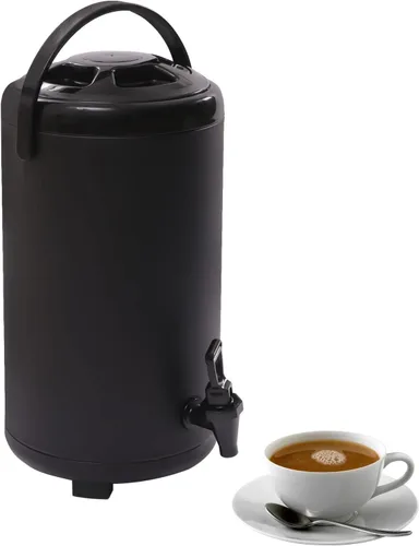 Vista 21 de Dispensador de bebidas aislado, dispensador de bebidas calientes de acero inoxidable de 2.11 galones con termómetro, dispensador de bebidas frías
